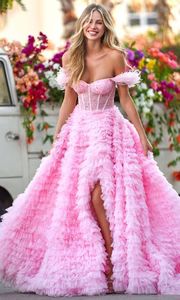 Sherri Hill - 54906 Off Shoulder Tiered Ballgown | Couture Candy