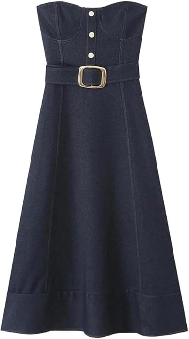 Vestido de cintura alta sin mangas con dise\u00f1o sin tirantes para mujer con cintur\u00f3n | Amazon (US)