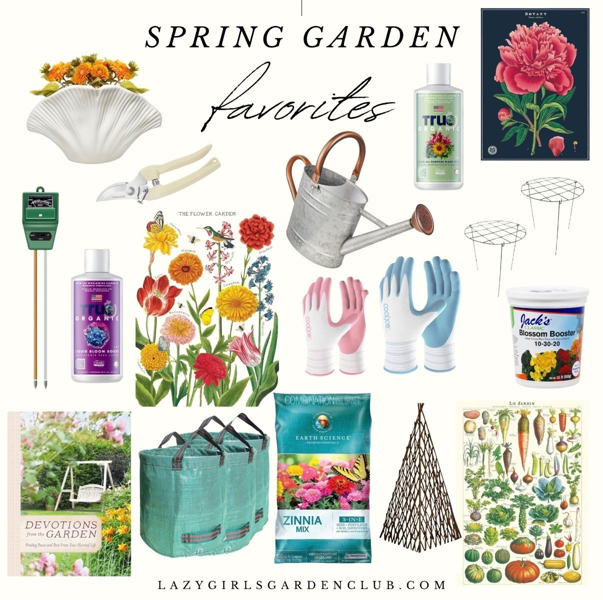 My updated spring gardening favorites list! 🌸


Gardening favorites, lazy gardening, soil ph monitor, gardening can, garden art posters, zinnia seed mix, reusable yard cleanup bags, seashell vase, garden shears, peony cages, gardening gloves, bloom booster fertilizer



#LTKSeasonal #LTKHome #LTKSaleAlert