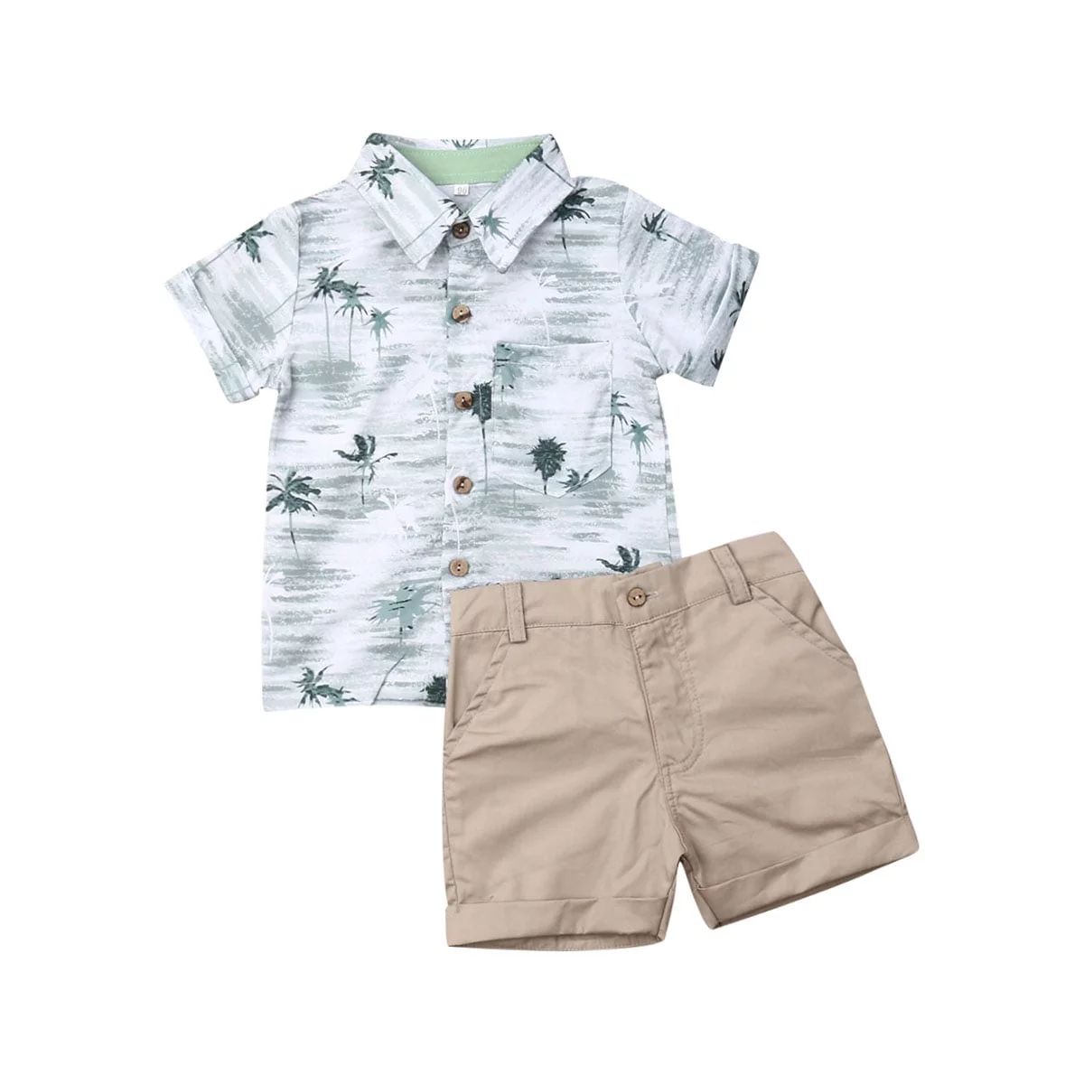 TheFound Toddler Baby Boy Short Sleeve Button Down Shirt Shorts Set 2T 3T 4T 5T 6T Outfits Summer... | Walmart (US)