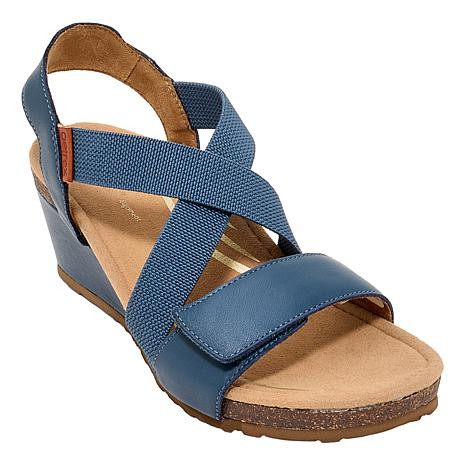 Aetrex® Kathy Leather and Woven Heeled Sandal | HSN