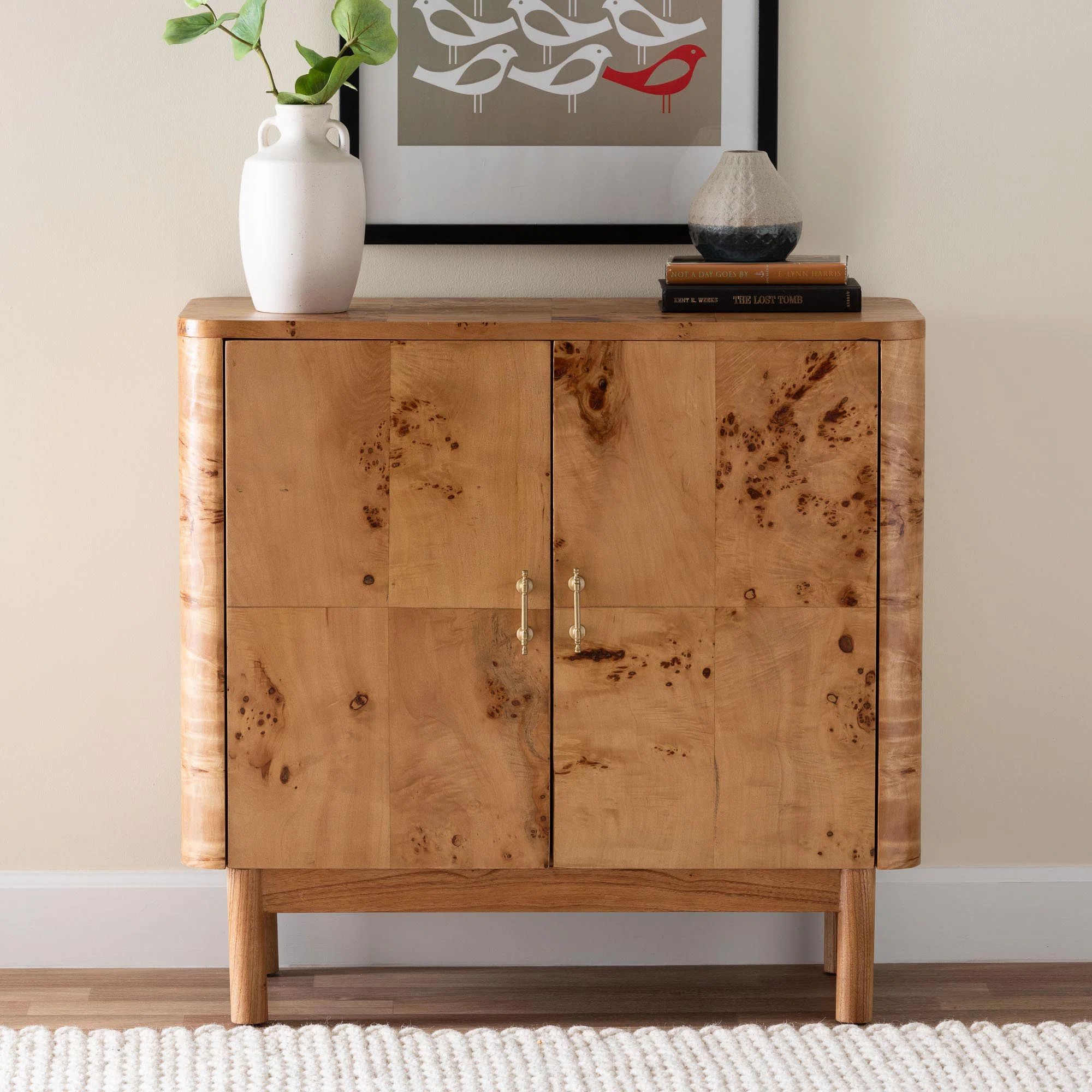 Millwood Pines Bali & Pari Latika Modern And Contemporary Natural Mappa Burl Wood Storage Cabinet... | Wayfair North America