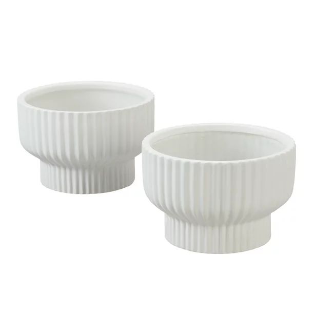 Better Homes & Gardens 2-Pack Fischer Round Ceramic Planters, 8" | Walmart (US)