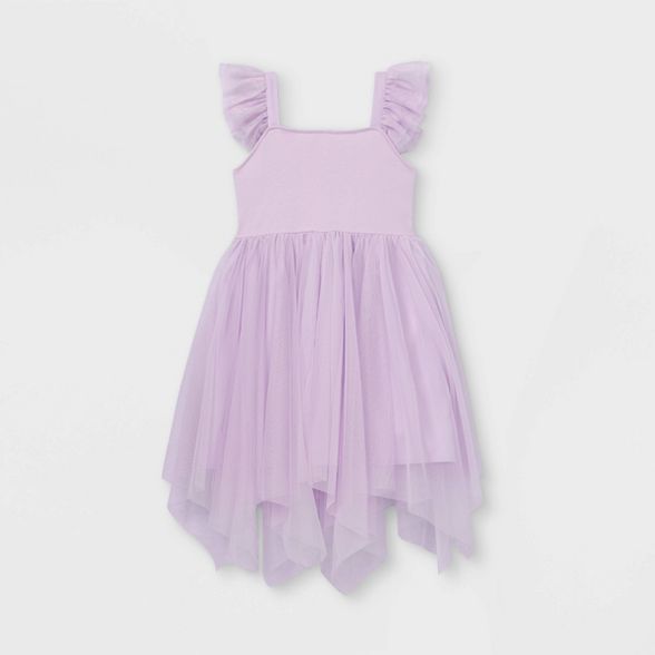 Girls' Flutter Sequin Short Sleeve Tulle Dress - Cat & Jack™ Light Purple | Target