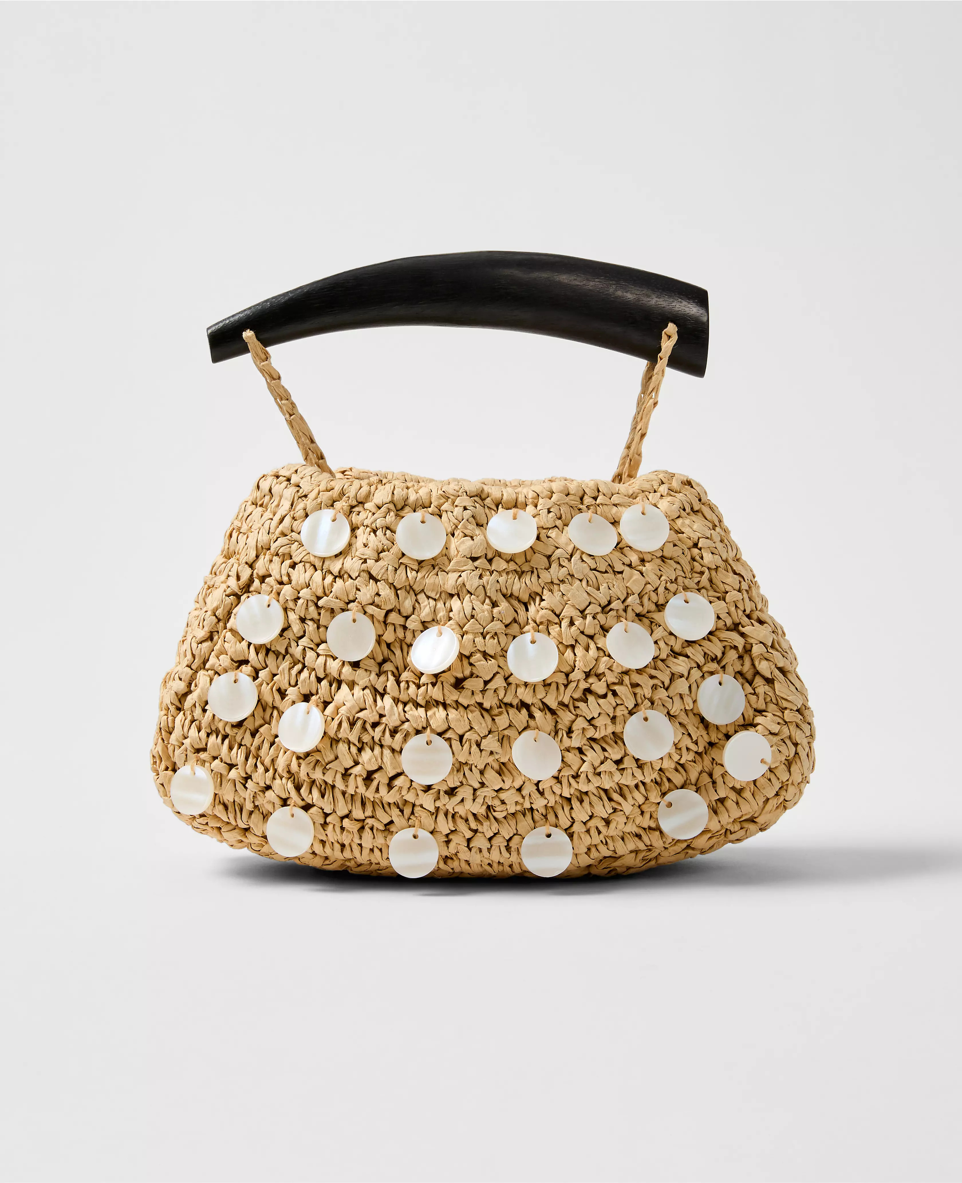Pearl Embellished Raffia Clutch | Ann Taylor