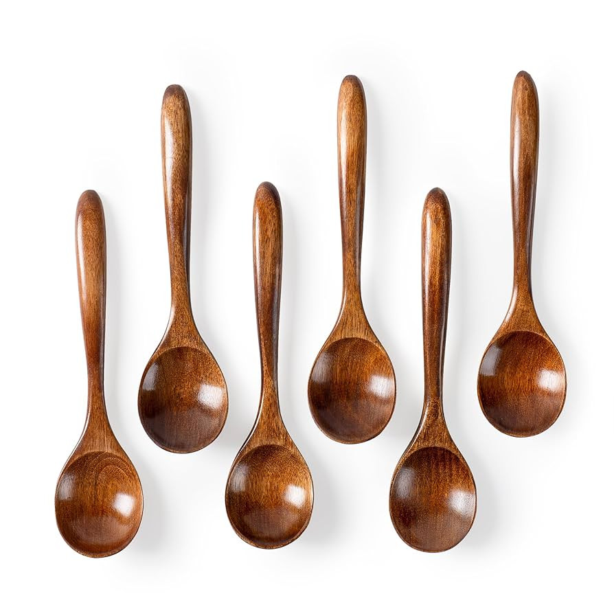 6 PCS Wooden Spoons for Honey, 6.7 inch Small Wooden Spoons - Terrific for Tea, Coffee & Soup, Li... | Amazon (US)