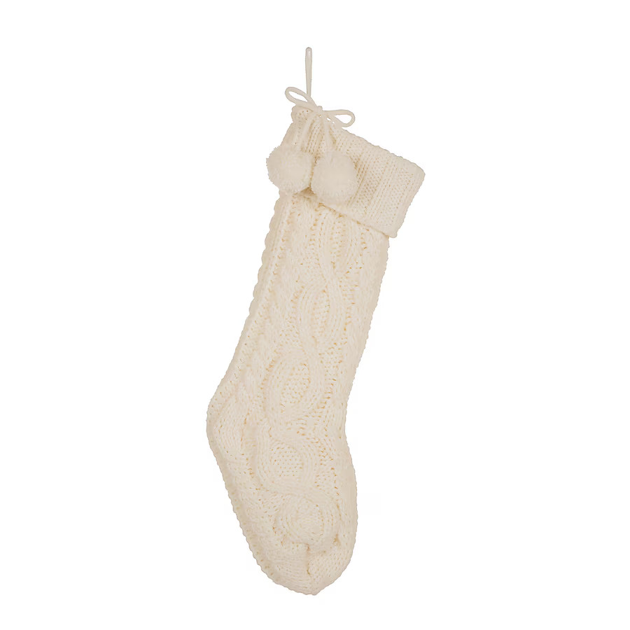 Glitzhome 24-in White Christmas Stocking | Lowe's