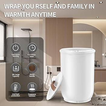 Large Towel Warmer for Bathroom - Heated Towel Warmers Bucket, Wood Handle, Auto Shut Off, Fits U... | Amazon (US)