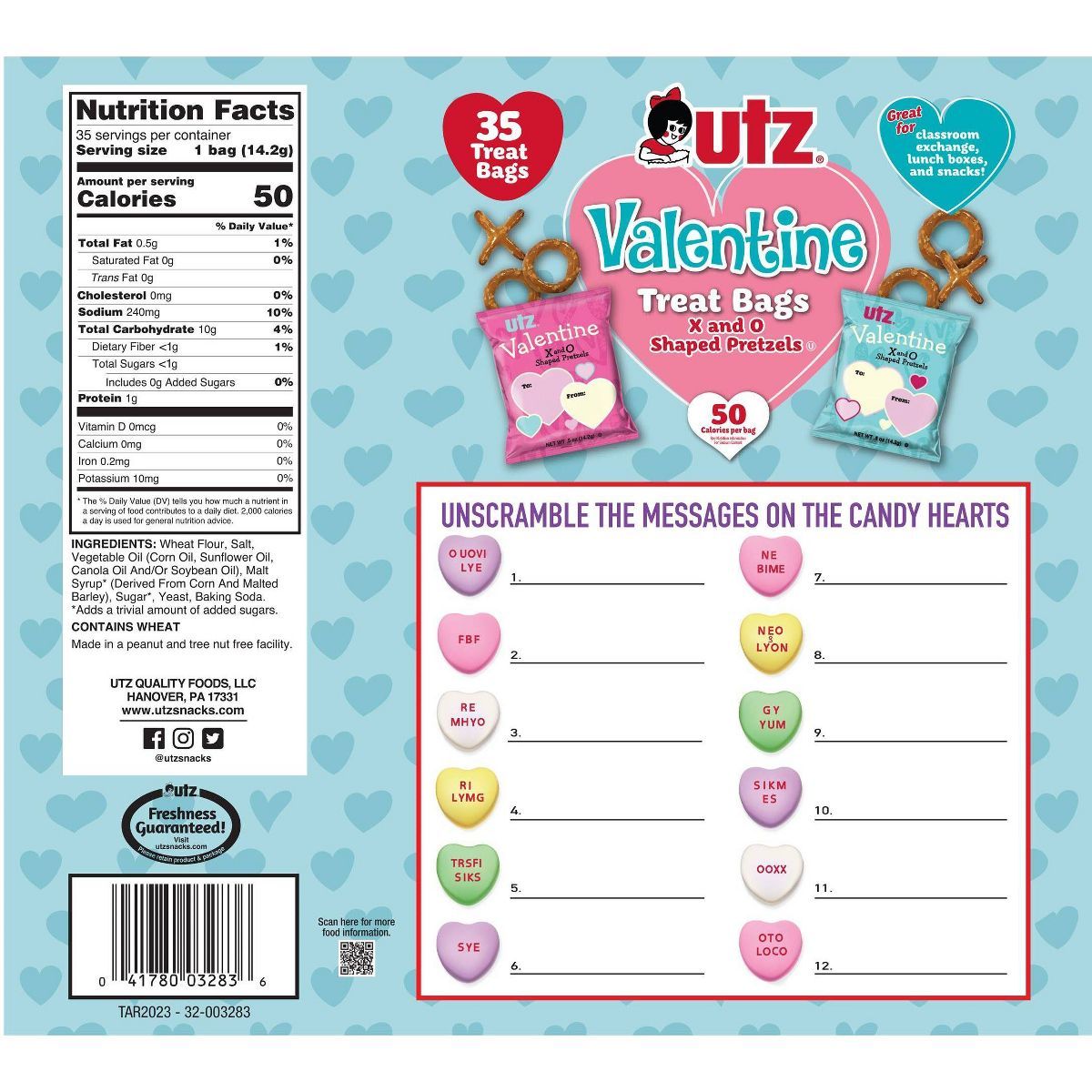 Utz Valentine's Fun Shaped Pretzel Exchange Snacks - 17.5oz | Target