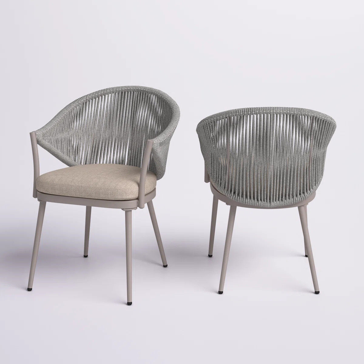 Audreyanna Outdoor Aluminum Chair of 2 Woven Rope Dining Armchairs with Seat Cushions for Patio (... | Wayfair North America