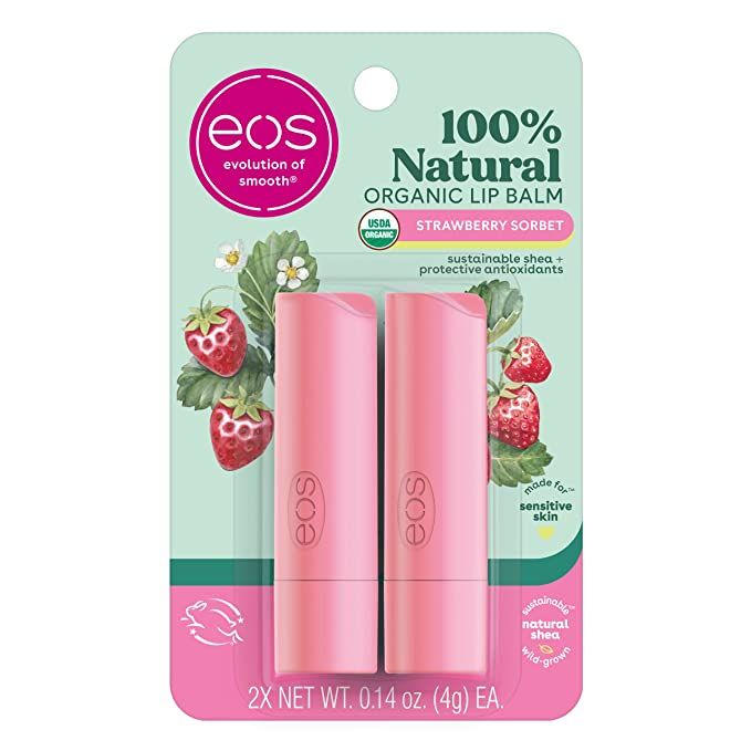 eos 100% Natural & Organic Lip Balm- Strawberry Sorbet, Dermatologist Recommended for Sensitive S... | Amazon (US)