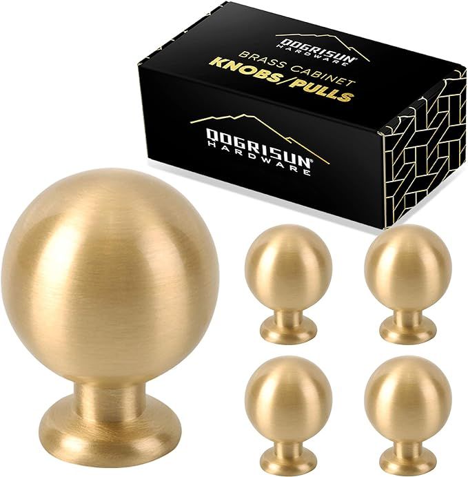 5 Pack - Qogrisun Solid Brass Spherical Cabinet Knobs and Pulls Small Handle for Dresser Drawer 0... | Amazon (US)