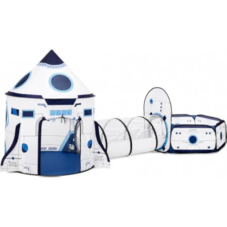 JOYIN White Rocket Ship Pop up Play Tent with Tunnel and Playhouse Kids Indoor Outdoor Spaceship ... | Amazon (US)
