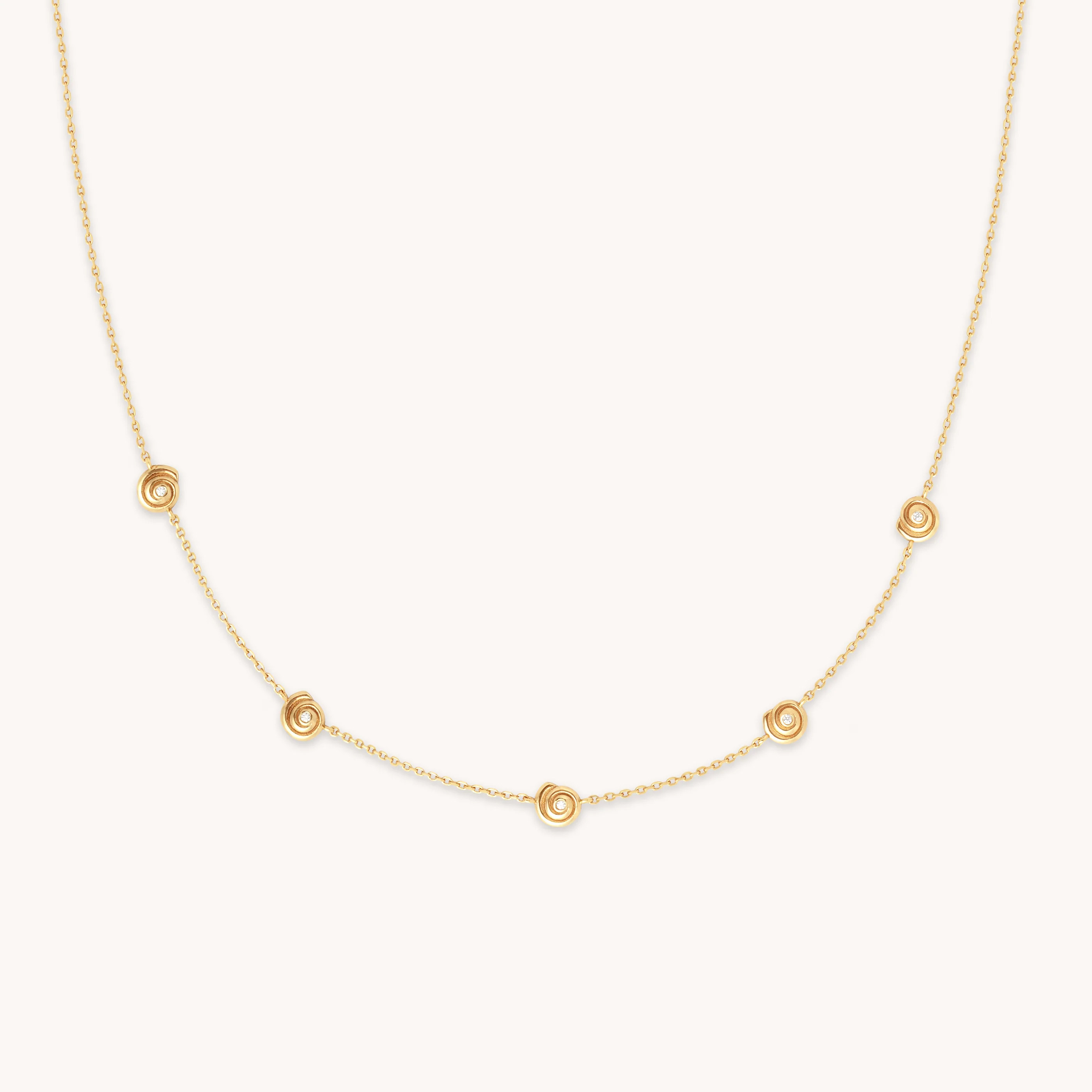 Shell Crystal Charm Necklace in Gold | Astrid & Miyu UK