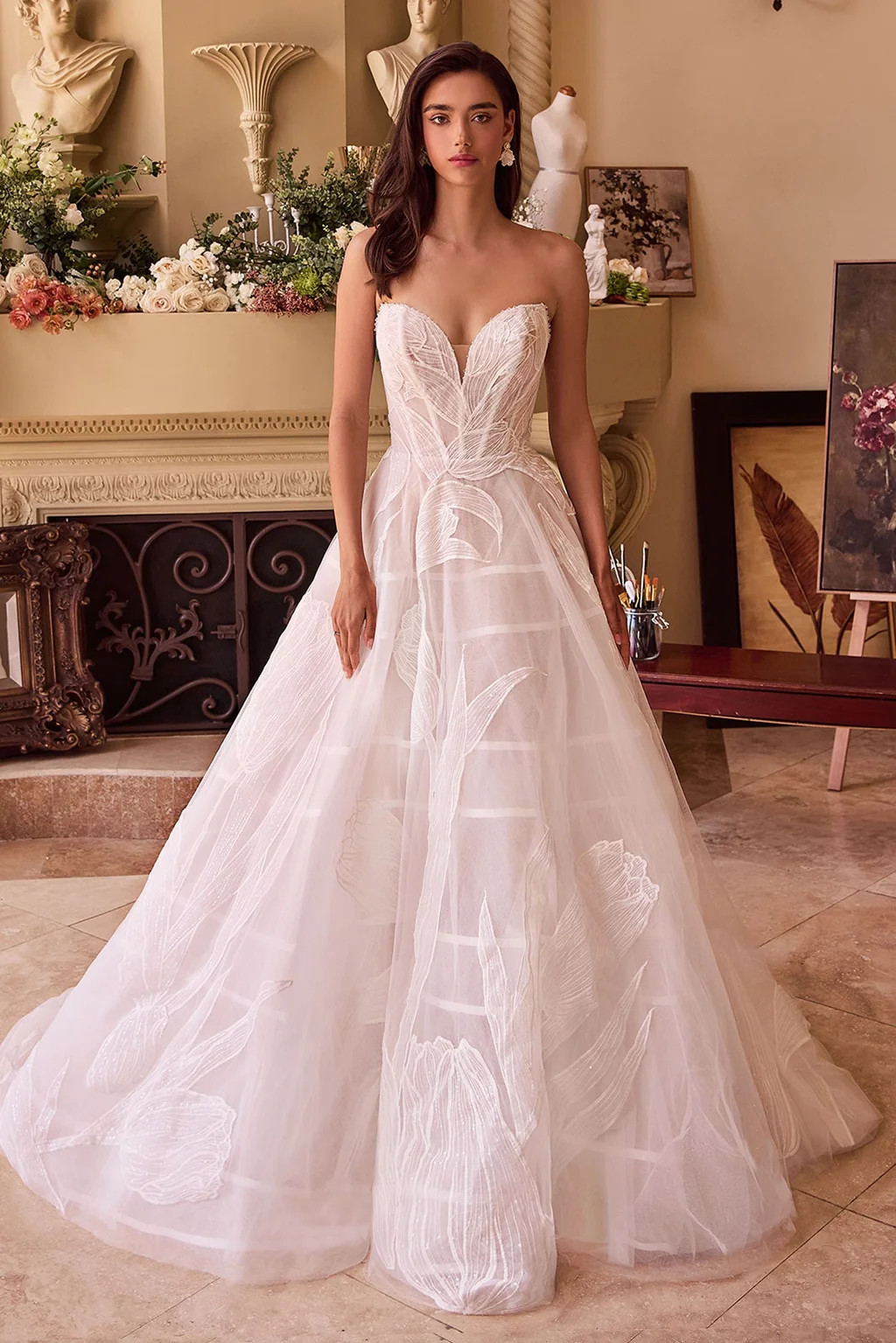 WL043 - Tulip Sequin Embroidered Wedding Ball Gown - Andrea & Leo | Lady Black Tie