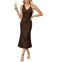 OFEEFAN Summer Wedding Guest Dresses for Women V Neck Sleeveless Floral Bodycon Cocktail Midi For... | Amazon (US)