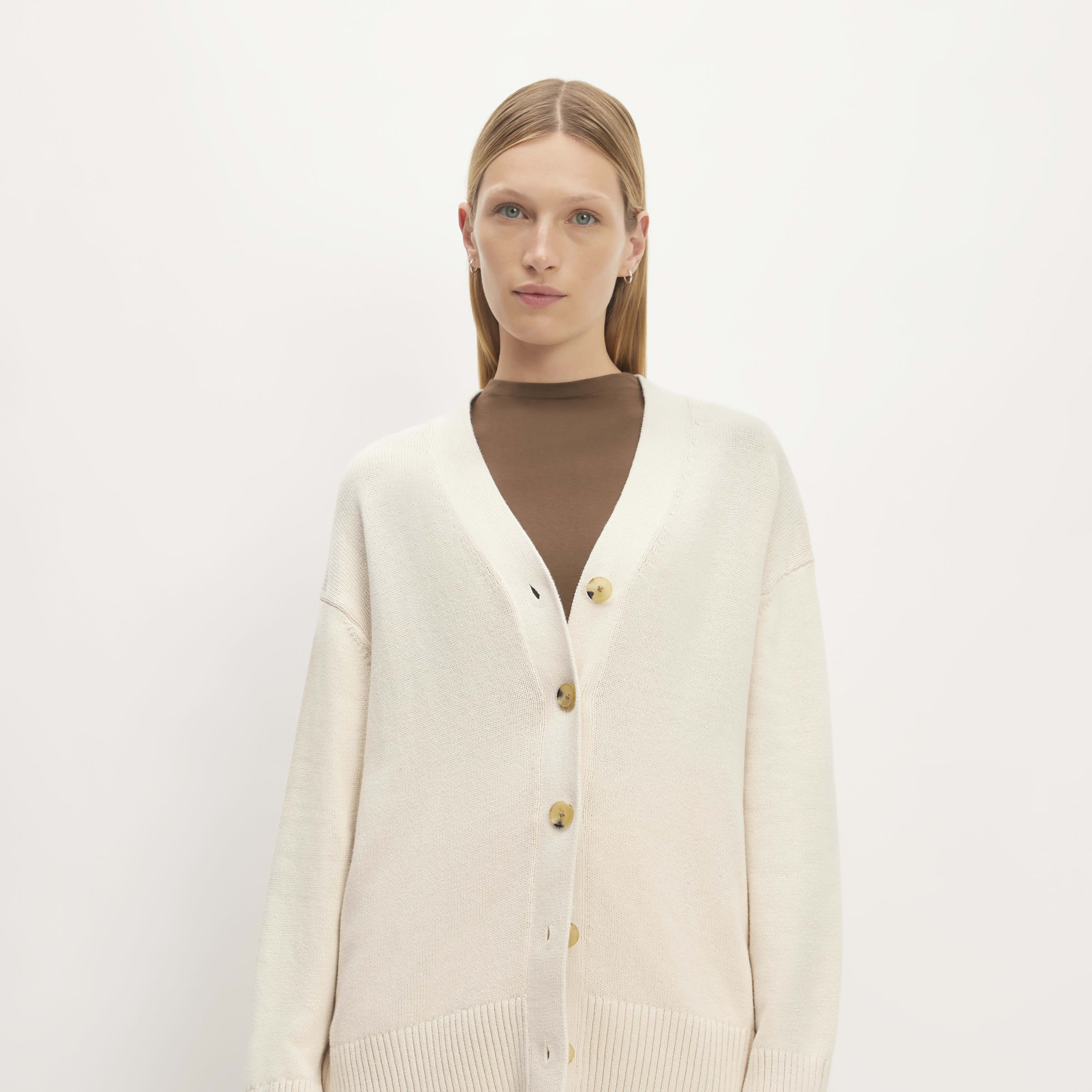 Women's Organic Cotton Cardigan by Everlane in Canvas, Size L | Everlane
