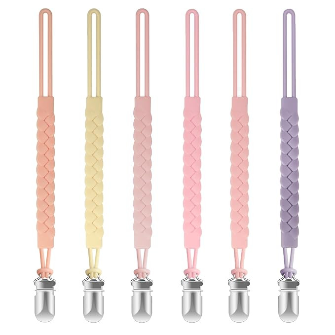 TenderBabe Silicone Pacifier Clip for Baby Girls and Boys, Pack of 6 Soft Flexible Paci Binky Cli... | Amazon (US)
