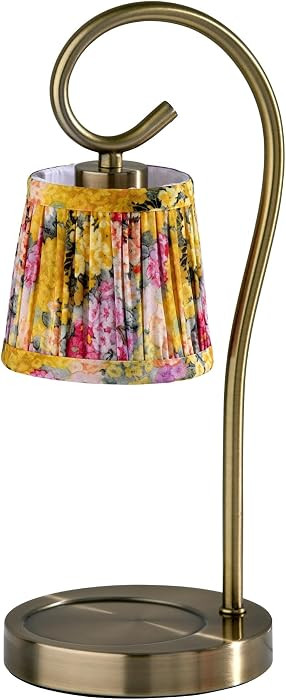 Adesso Candle Warmer Lamp, Antique Brass & Floral Shade, Dimmable | Amazon (US)
