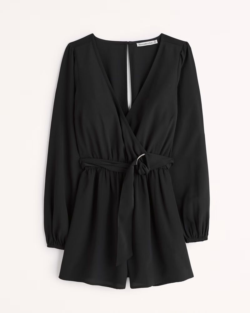 Women's Long-Sleeve Wrap Romper | Women's Dresses & Jumpsuits | Abercrombie.com | Abercrombie & Fitch (US)