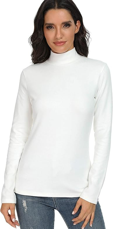 HieasyFit Women's Cotton Mock Turtleneck Long Sleeve Basic Thermal Top | Amazon (US)