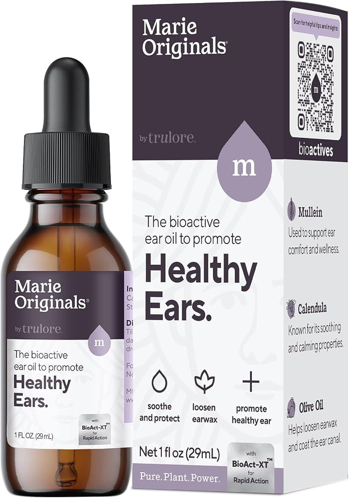 Marie Originals Natural Ear Oil Drops | Mullein Garlic Oil Ear Drops for Infection Prevention, He... | Amazon (US)