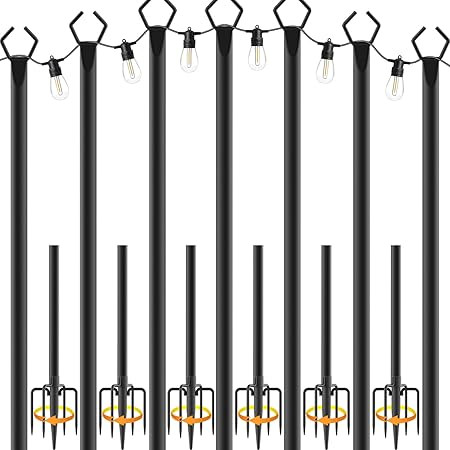 8 Pack 2.8 FT String Light Poles,Metal Lights Poles for Outdoor String Light, Rustproof Heavy Dut... | Amazon (US)