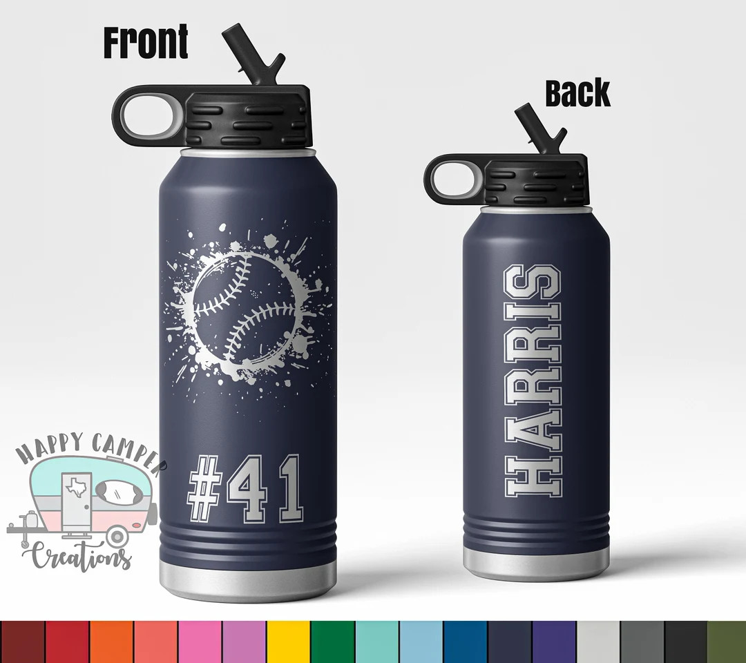 32 Oz Baseball Player Sports Bottle Custom Laser Engraved - Etsy | Etsy (US)