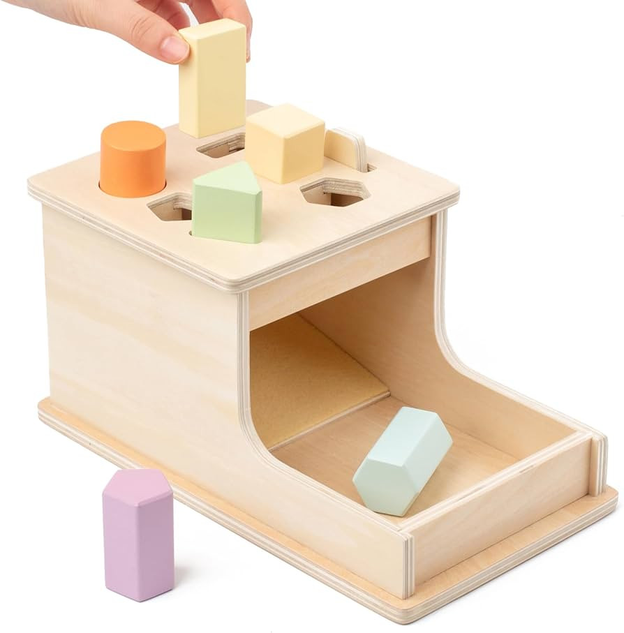 Busy edition Montessori Toys Object Permanence Box with 6 Wooden Blocks,Montessori Toys for Babie... | Amazon (US)