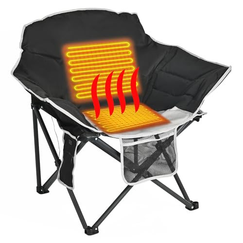 SUNNYFEEL Oversized Heated Camping Chair | Fully Padded Patio Chairs | Heating Camp Chairs for Outdoor Sports with Back and Seat Heating | Heated Folding Chair for Adults | Support 500lbs Heavy Duty | Amazon (US)
