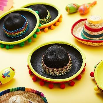 JOYIN 6 PCS Cinco De Mayo Fiesta Fabric and Straw Sombrero Hat Party Costume for Fun Fiesta Headb... | Amazon (US)