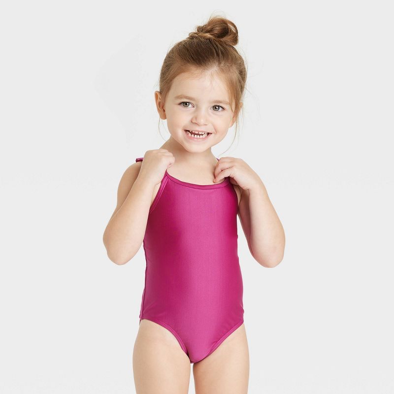 Toddler Girls' Solid One Piece Swimsuit - Cat & Jack™ Pink | Target