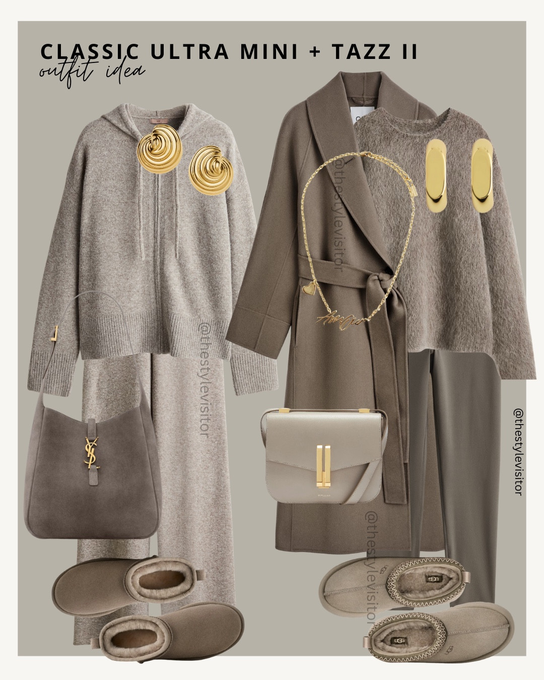 Soft neutrals for fall 🍂 The UGG Classic Ultra Mini and Tazz II styled with tonal knits, relaxed trousers, and crossbody suede bags. Minimal, chic, and endlessly wearable.

Like this post to save it to your favourite folder and come back later to shop. 🛍️✨

Keywords:
UGG Classic Ultra Mini, UGG Tazz II, neutral outfit, fall neutrals, tonal style, beige capsule wardrobe, cozy chic, quiet luxury, minimal style, knit sweater, wide-leg pants, suede bag, everyday chic, timeless fall fashion, weekend outfit, autumn outfits, winter wardrobe, casual chic, elevated basics, cozy loungewear


#LTKSeasonal #LTKStyleTip