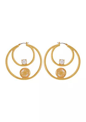 GUESS Gold Tone Crystal Double Hoop Earrings | Belk