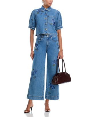 Cinq \u00e0 Sept Heatset Roses Denim Halsie Top& Heatset Roses Denim Betsy Pants | Bloomingdale's... | Bloomingdale's (US)
