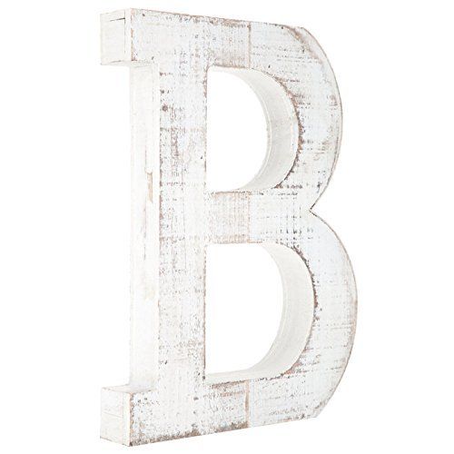 Distressed White Alphabet Wall Décor/Free Standing Monogram Letter B | Amazon (US)