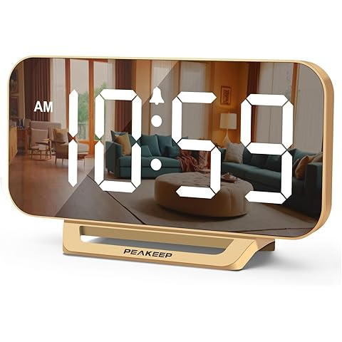 SZELAM Digital Alarm Clock,LED and Mirror Desk Clock Large Display,with Dual USB Charger Ports,3 ... | Amazon (US)