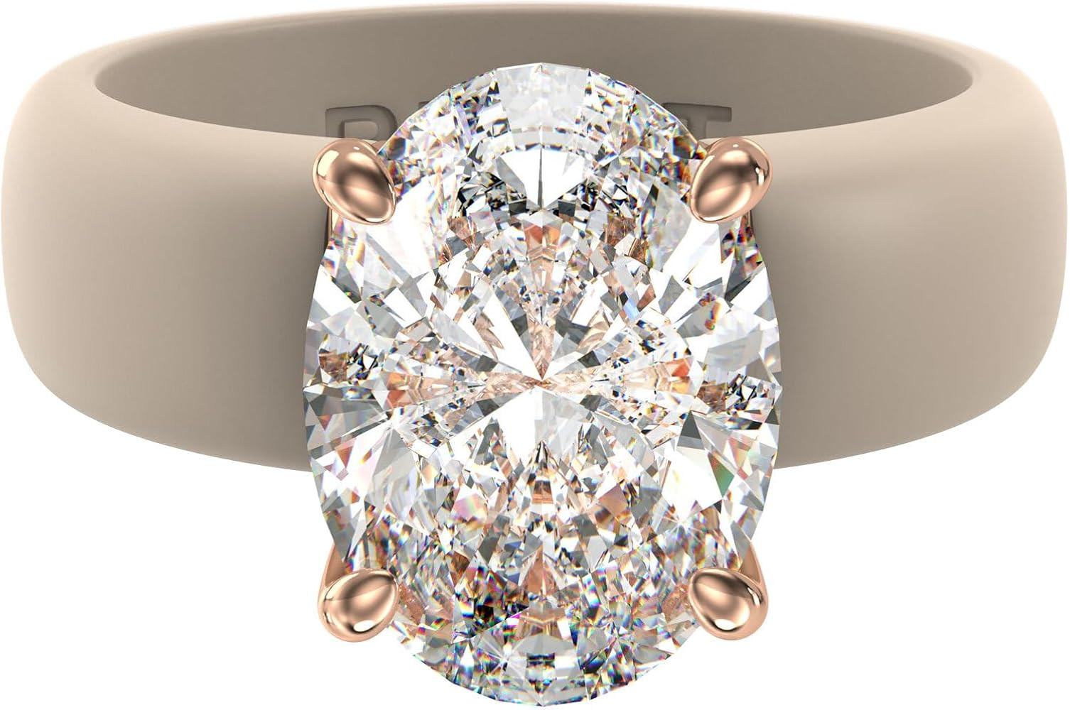 Rinfit Silicone Ring with Stone - Oval Cut Cubic Zirconia Solitaire Engagement Ring for Women - R... | Amazon (US)