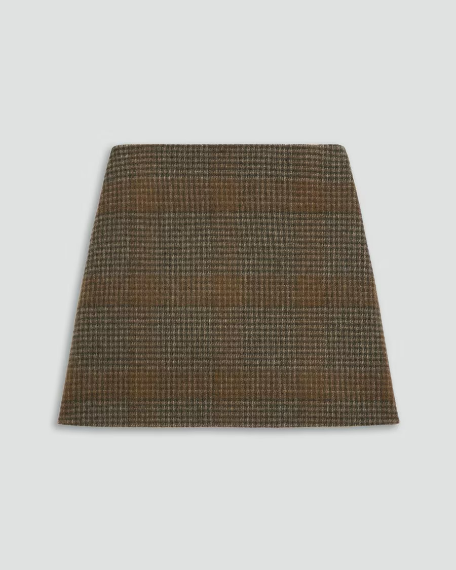 A-Line Mini Skirt in Plaid Wool-Cashmere | Theory