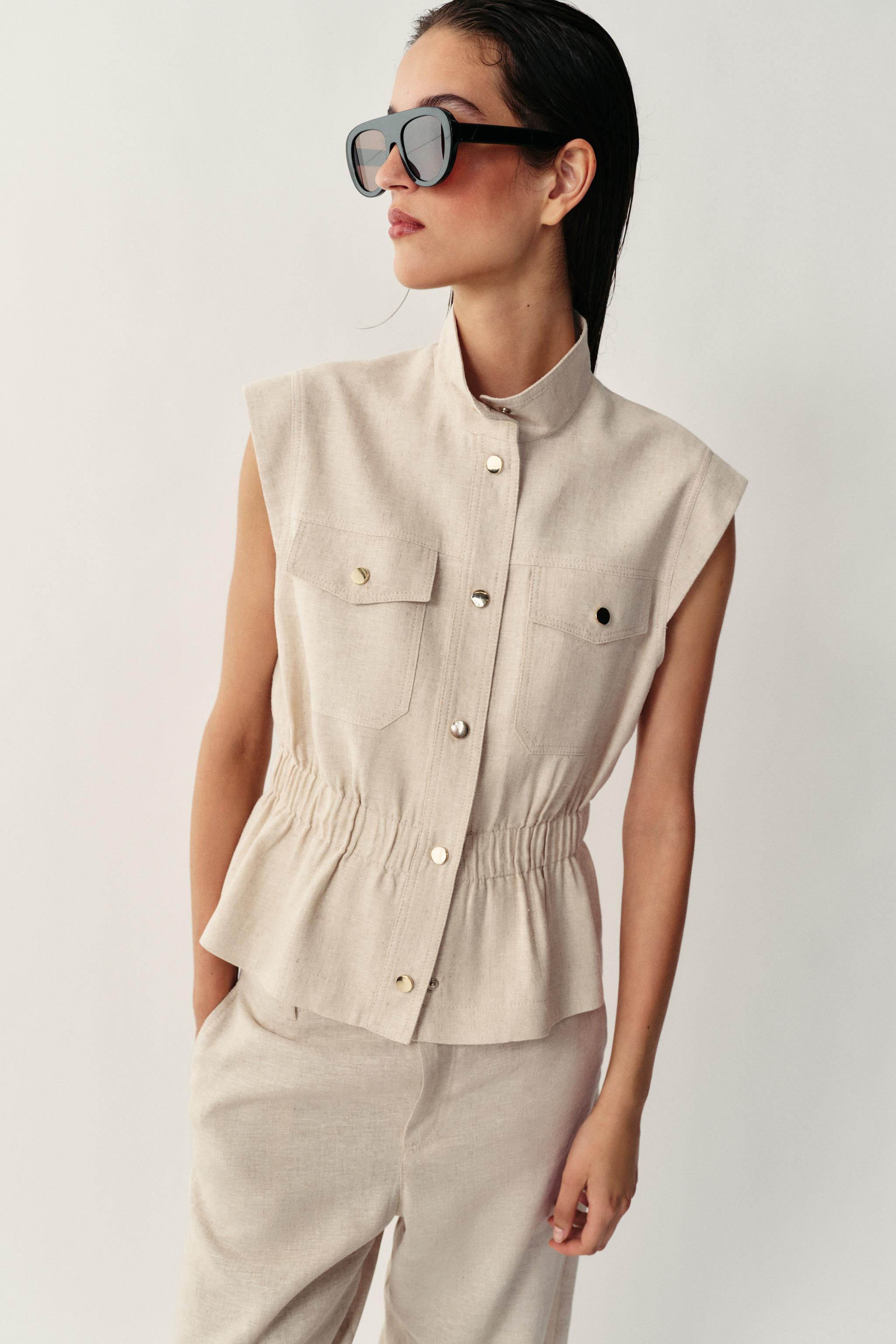 LINEN BLEND POCKET VEST | Zara US