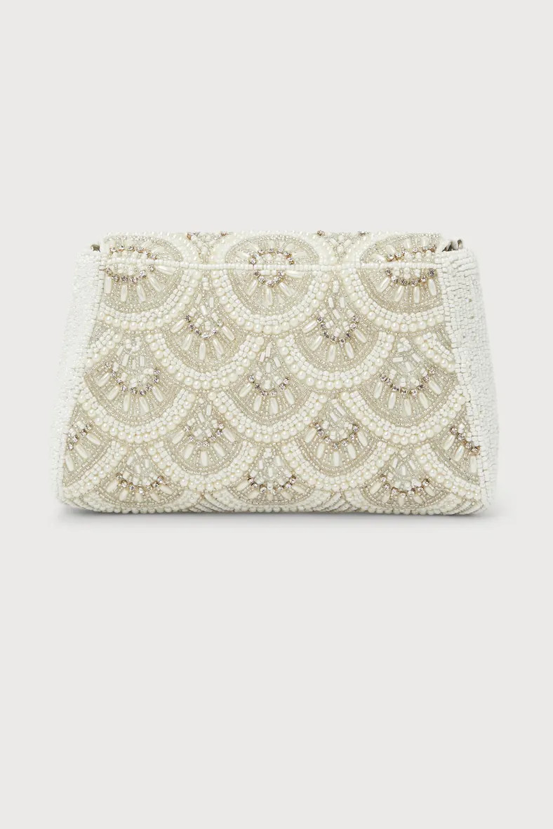 All That Shimmers White Beaded Pearl Crossbody Clutch | Lulus (US)