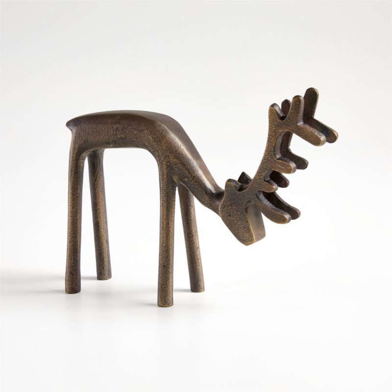 Brass 5" Grazing Reindeer Sculpture | Crate and Barrel | Crate & Barrel