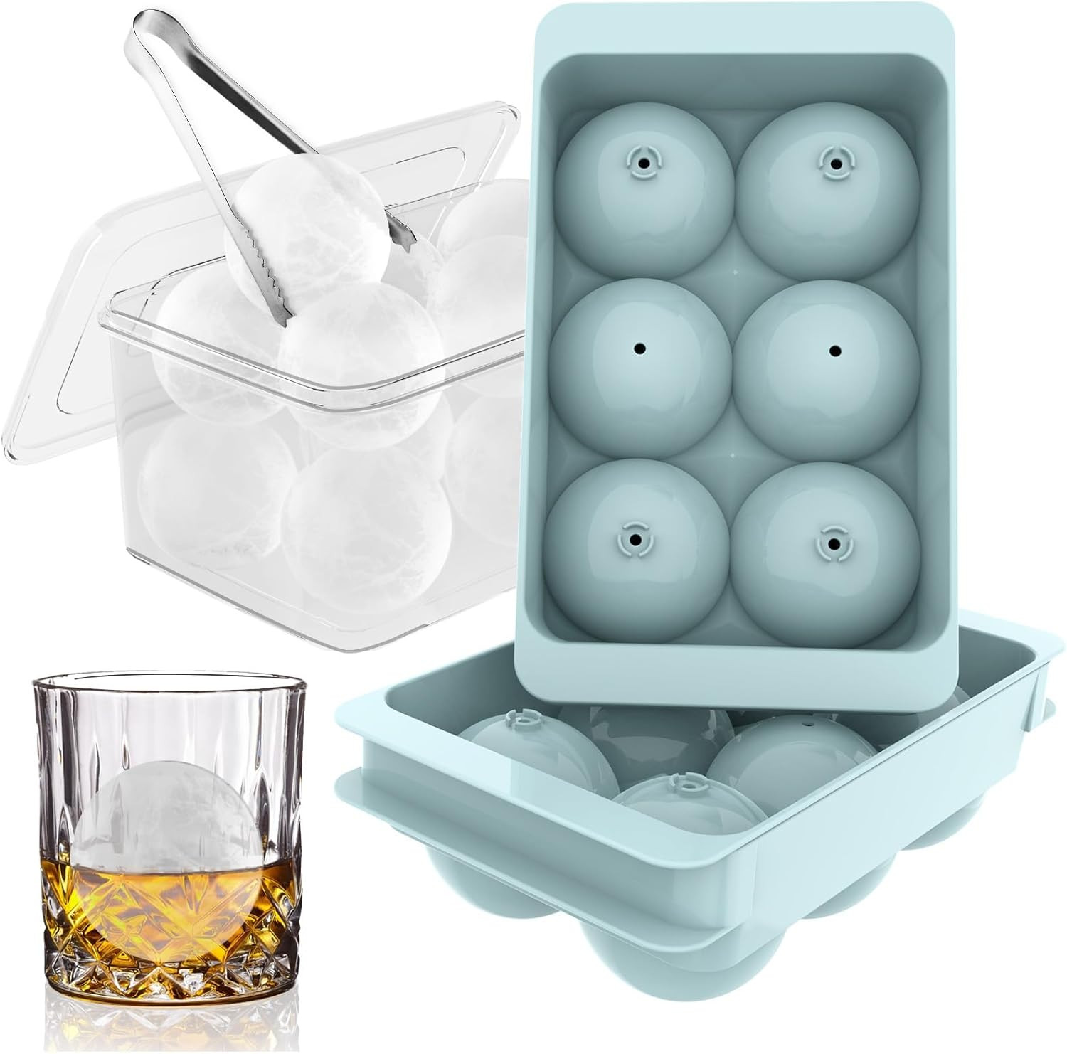 WIBIMEN 1.9-Inch Large Ice Cube Molds, 2-Pack Round Ice Ball Molds | Amazon (US)
