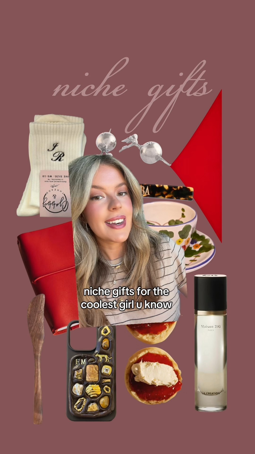 Niche gifts for the coolest girl you know 🫱🏻‍🫲🏼

Some things on this guide aren’t linkable on LTK so I’ll post info here:
-radish shakers are from Persay Gifts
-perfume is from Maison21g
-clotted cream set is from mrsbakewells
-clip is buly1803
-cup and saucer are from the ivy at home 


#nichegifts #uniquegifts #uniquegiftideas #giftsforher #giftguide 

#LTKGiftGuide #LTKHoliday #LTKSeasonal