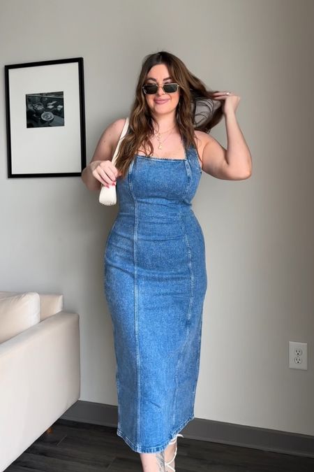 Denim dress for spring in sizes short and tall! I’m wearing large tall 🦋comes in a mini version and linking a few other styles as well :) 15% OFF! :) 

#LTKsalealert #LTKmidsize #LTKstyletip
