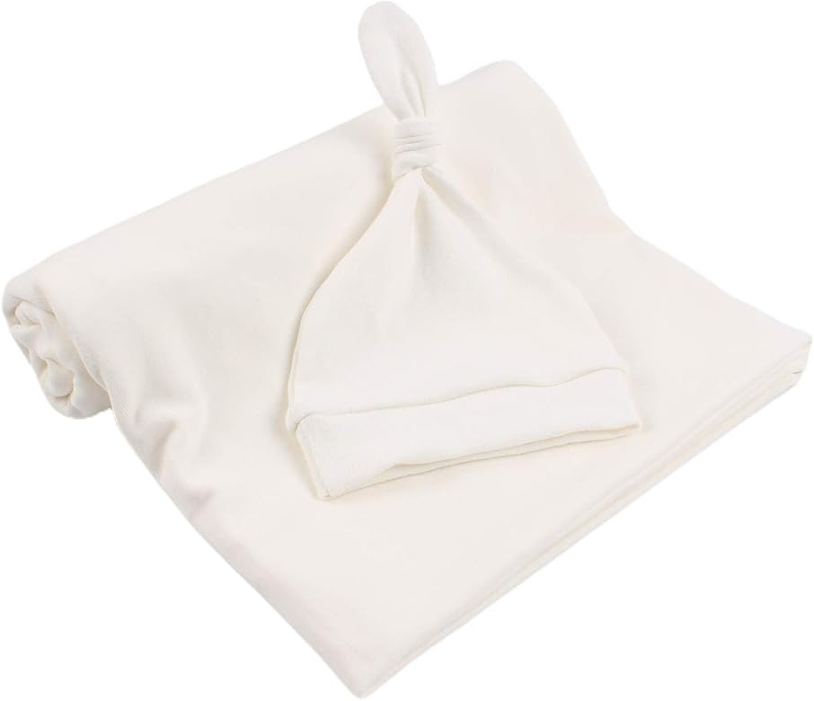 Newborn Receiving Blanket Hat Set Cotton Baby Girl Swaddle 43”X43” Swaddle Beanie for Infant ... | Amazon (US)