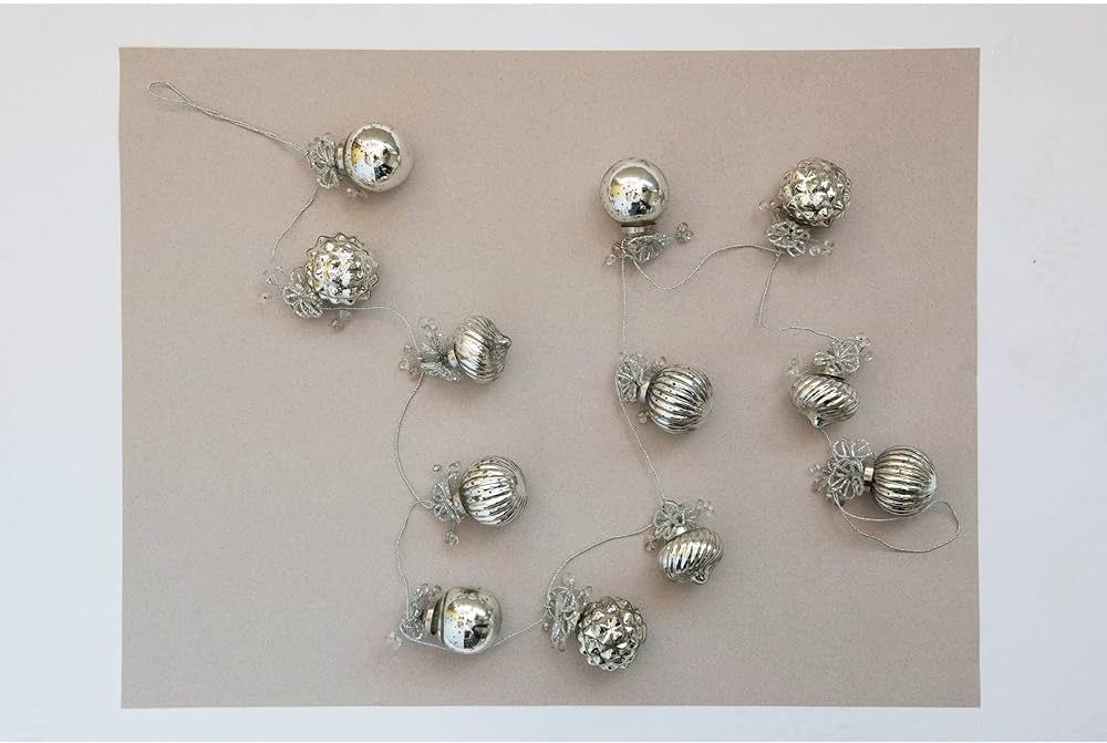 Creative Co-Op Mercury Glass Ball Ornament Garland | Amazon (US)