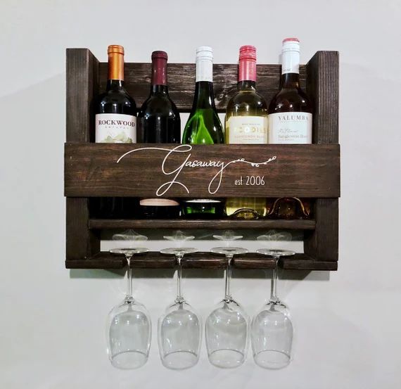 Personalized Wine Rack * Custom Wine Rack * Personalized gift * Family Name Wood Wine Holder * Wi... | Etsy (US)