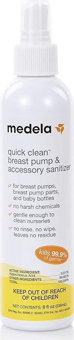 Medela Quick Clean Breast Pump and Accessory Sanitizer Spray Safe No Rinse Breastpump Sterilizer ... | Amazon (US)