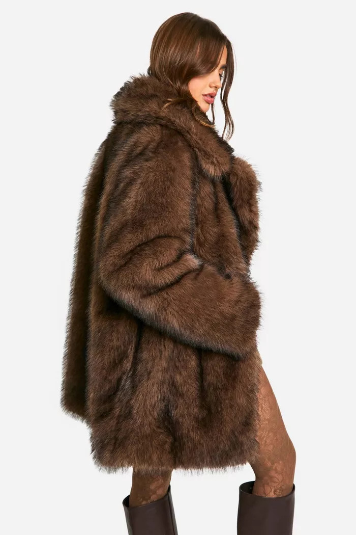 Longline Vintage Look Faux Fur Coat | boohoo (US & Canada)